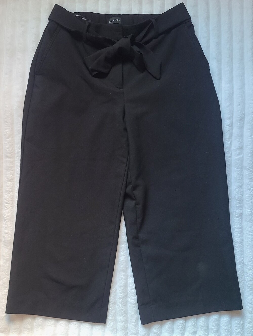 Talbots Black Dress Work Cropped Belted Pants